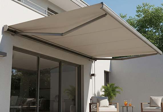 Modern patio awning providing shade