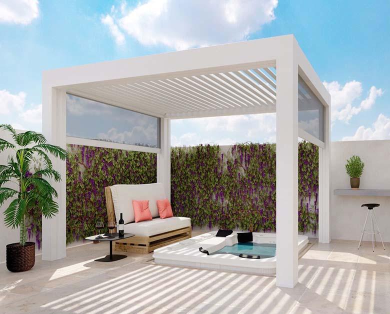 Modern pergola with lounge area